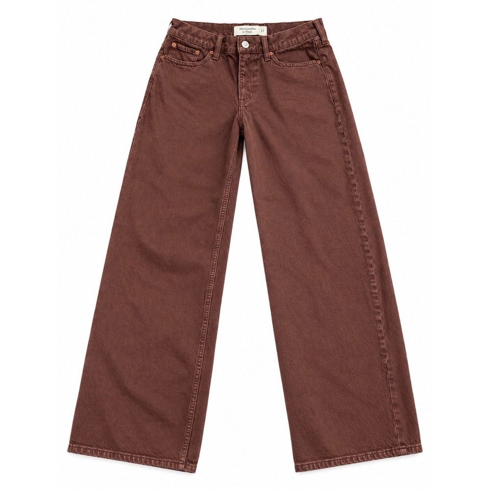 Abercrombie & Fitch Wide Leg Jeans Womens 27 Long Brown Excellent Y2K Low Rise